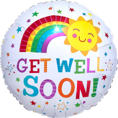 Foil Balloon – "GET WELL SOON!" – Happy Sun – 45 cm